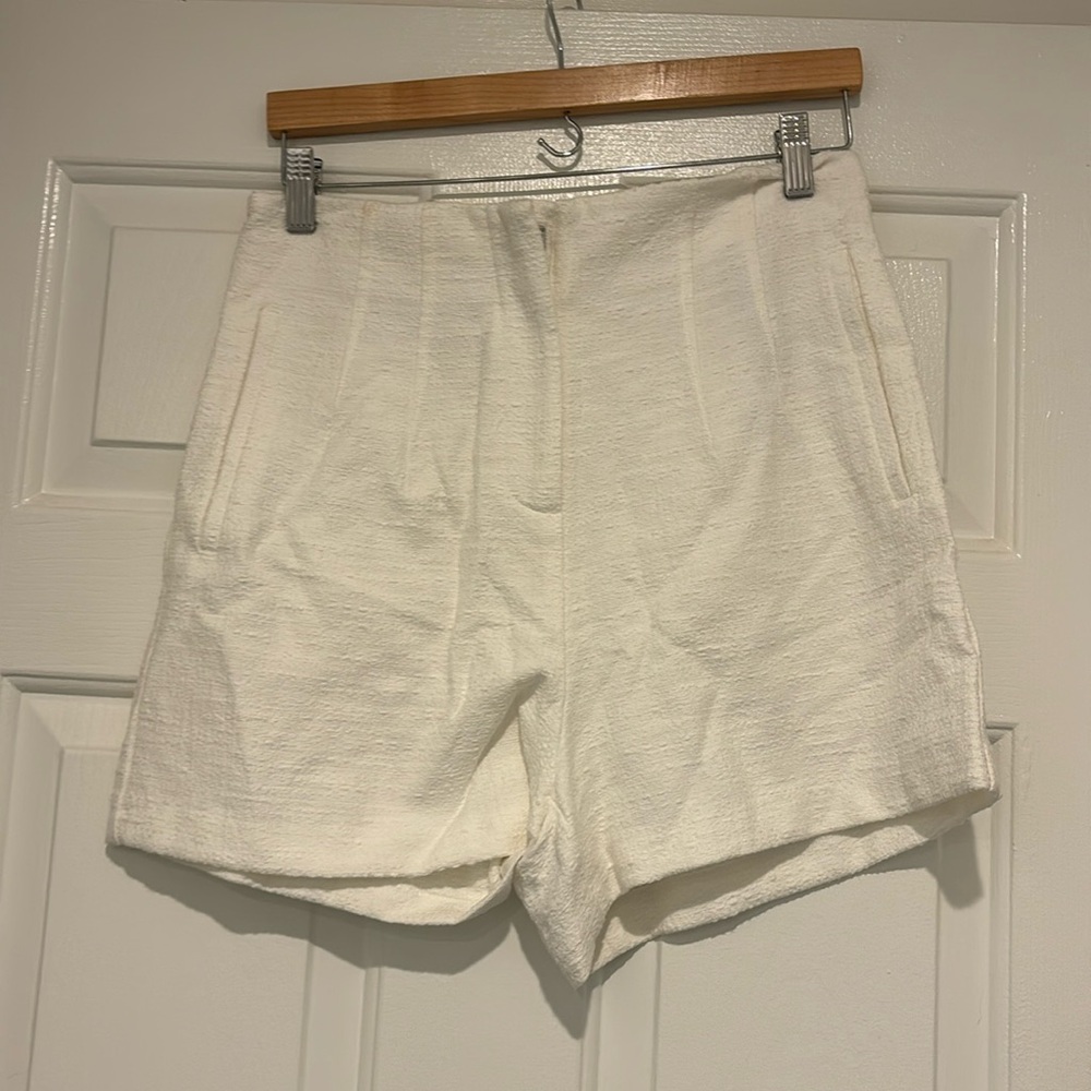 Zara High Wait White Pique Shorts